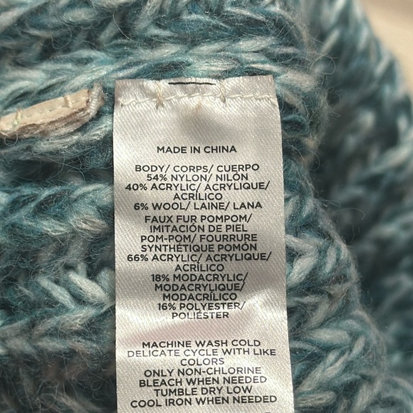 Aqua Puff Ball Knit Beanie - Picture 3 of 3